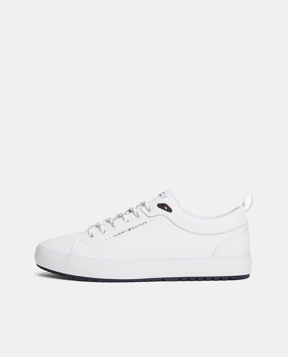 Sapatilhas em Pele com Sola Dentada Branco-7