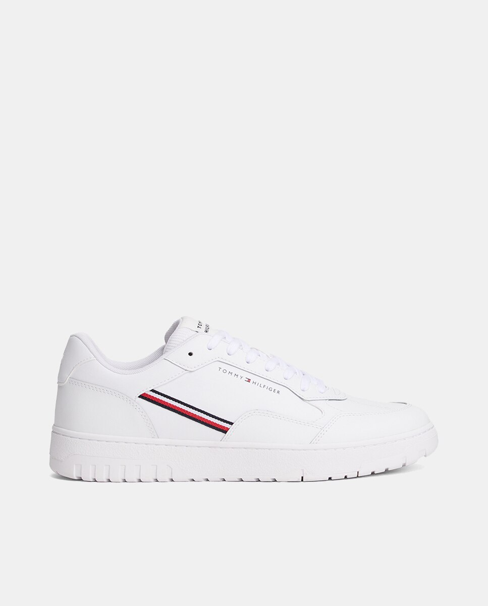 Sapatilhas de Basquetebol em Pele com Bandeira Branco-1