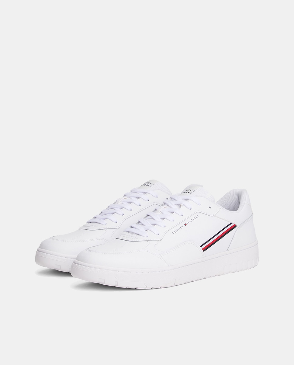 Sapatilhas de Basquetebol em Pele com Bandeira Branco-2