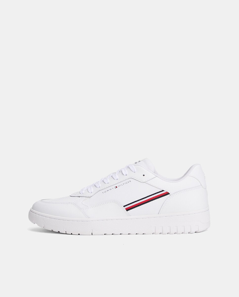 Sapatilhas de Basquetebol em Pele com Bandeira Branco-7