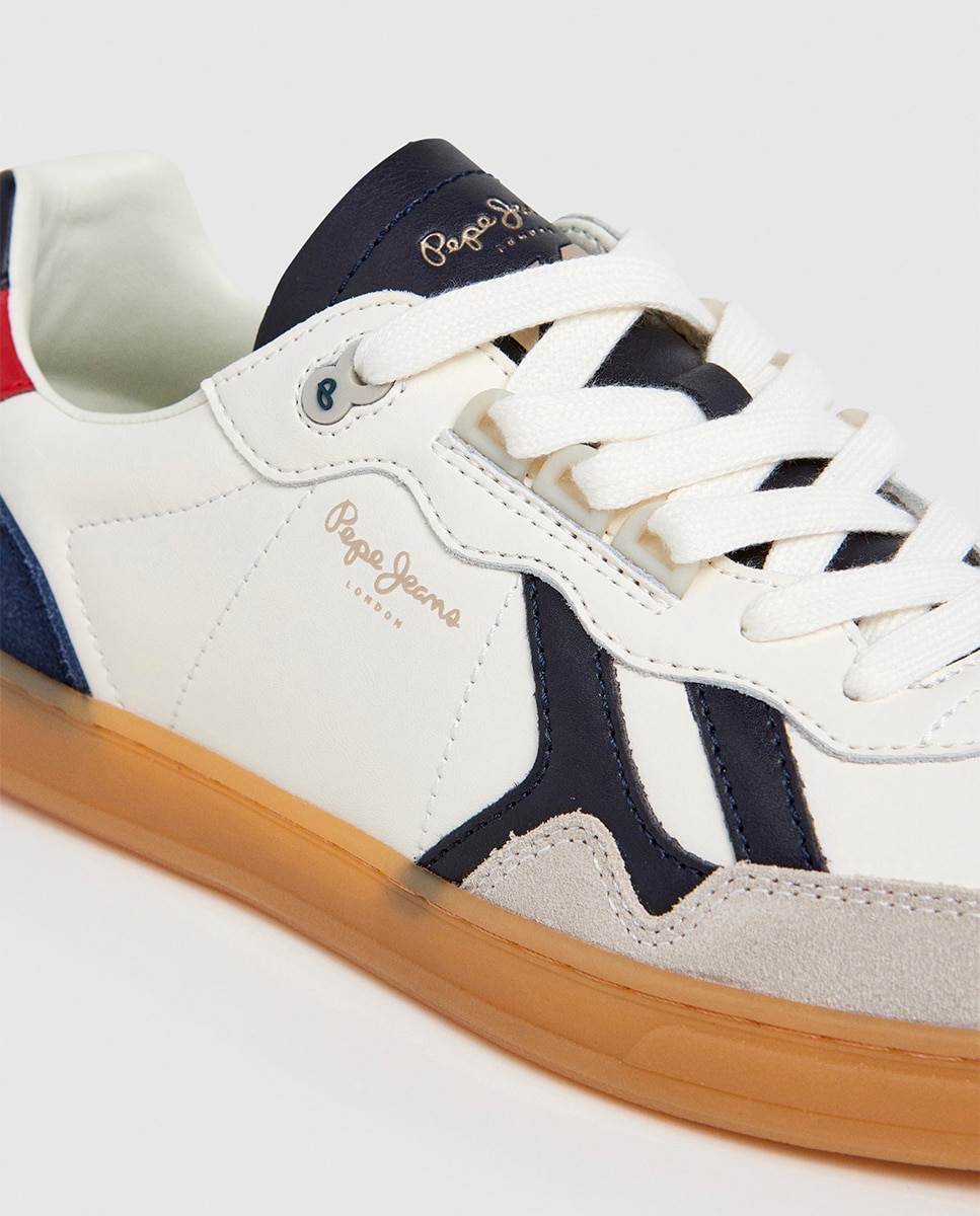 Sapatilhas Ball Origin com Detalhes Azul-Marinho/Vermelho - Branco Branco-11