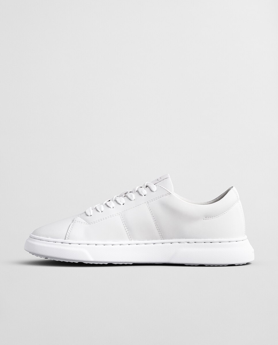 Sapatilhas Desportivas em Pele com Atacadores Branco-2