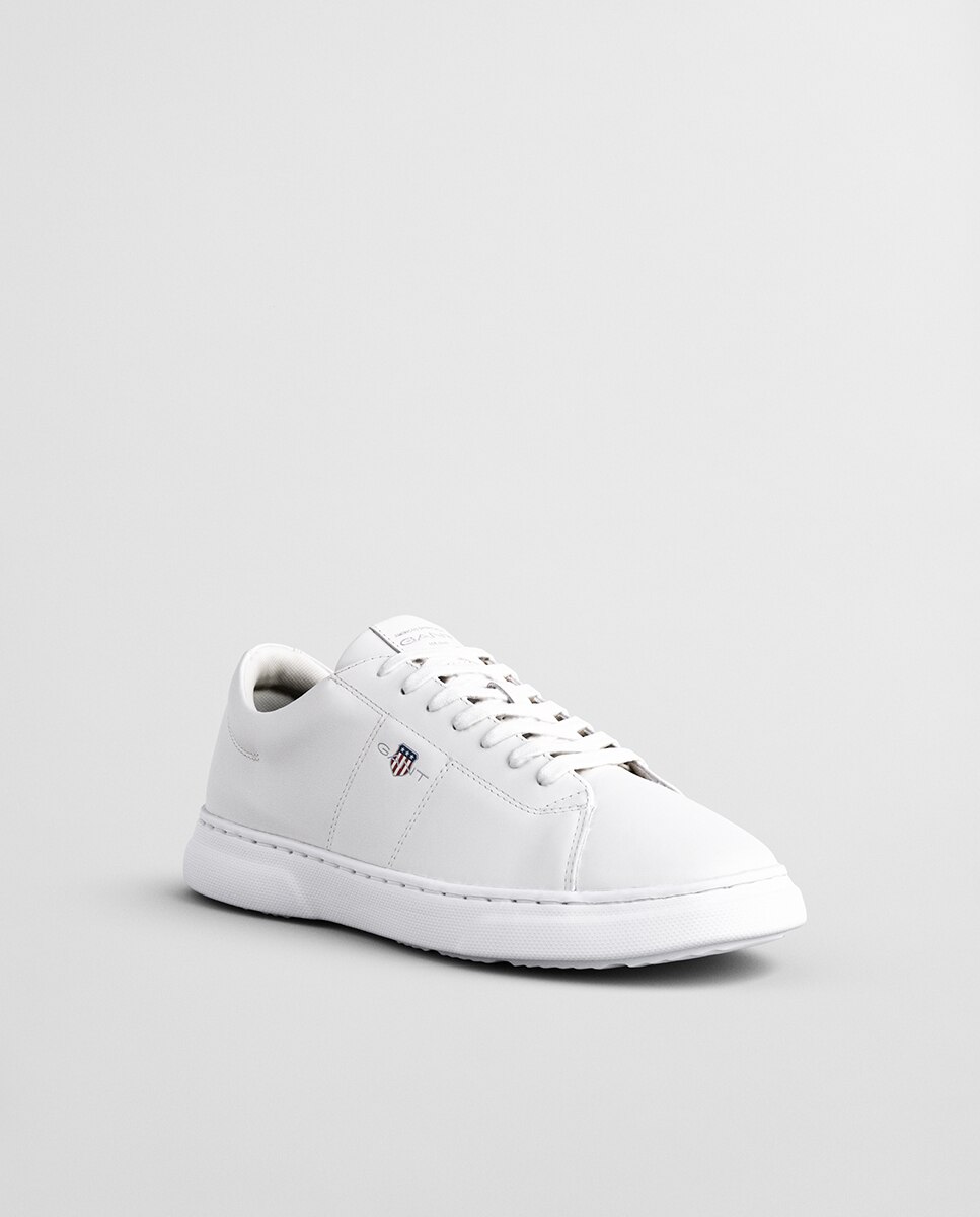 Sapatilhas Desportivas em Pele com Atacadores Branco-5