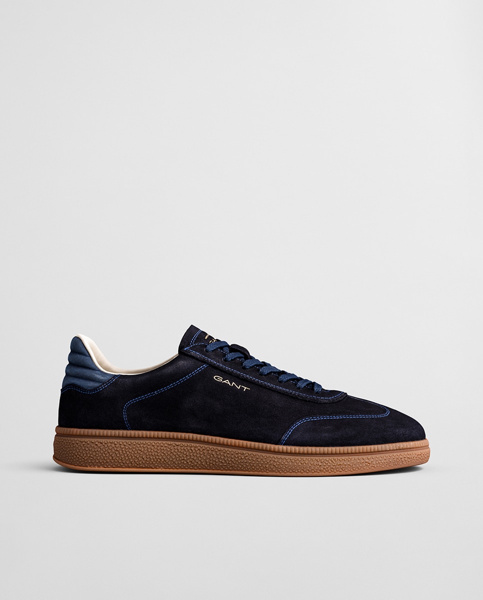 Sapatilhas Desportivas em Pele com Atacadores Azul-marinho-1