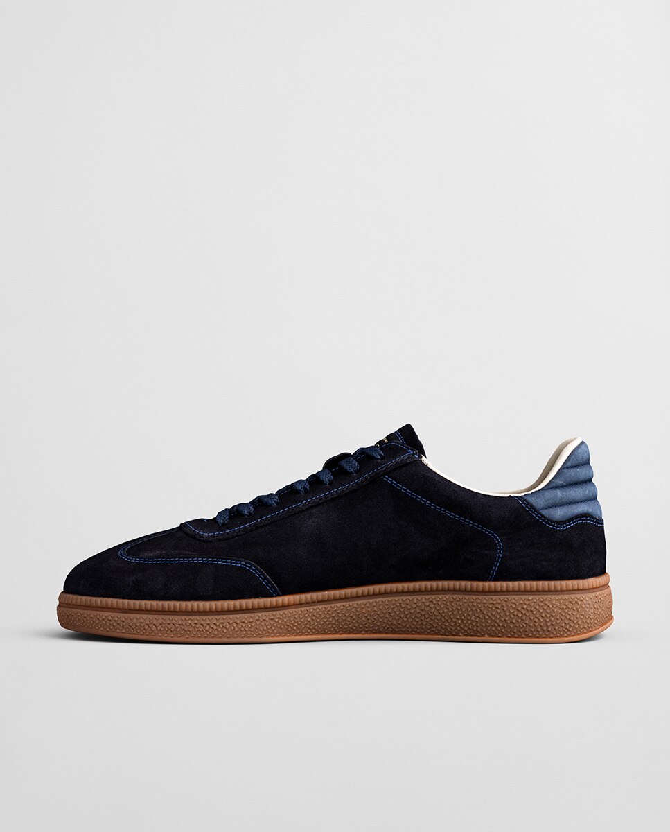 Sapatilhas Desportivas em Pele com Atacadores Azul-marinho-2