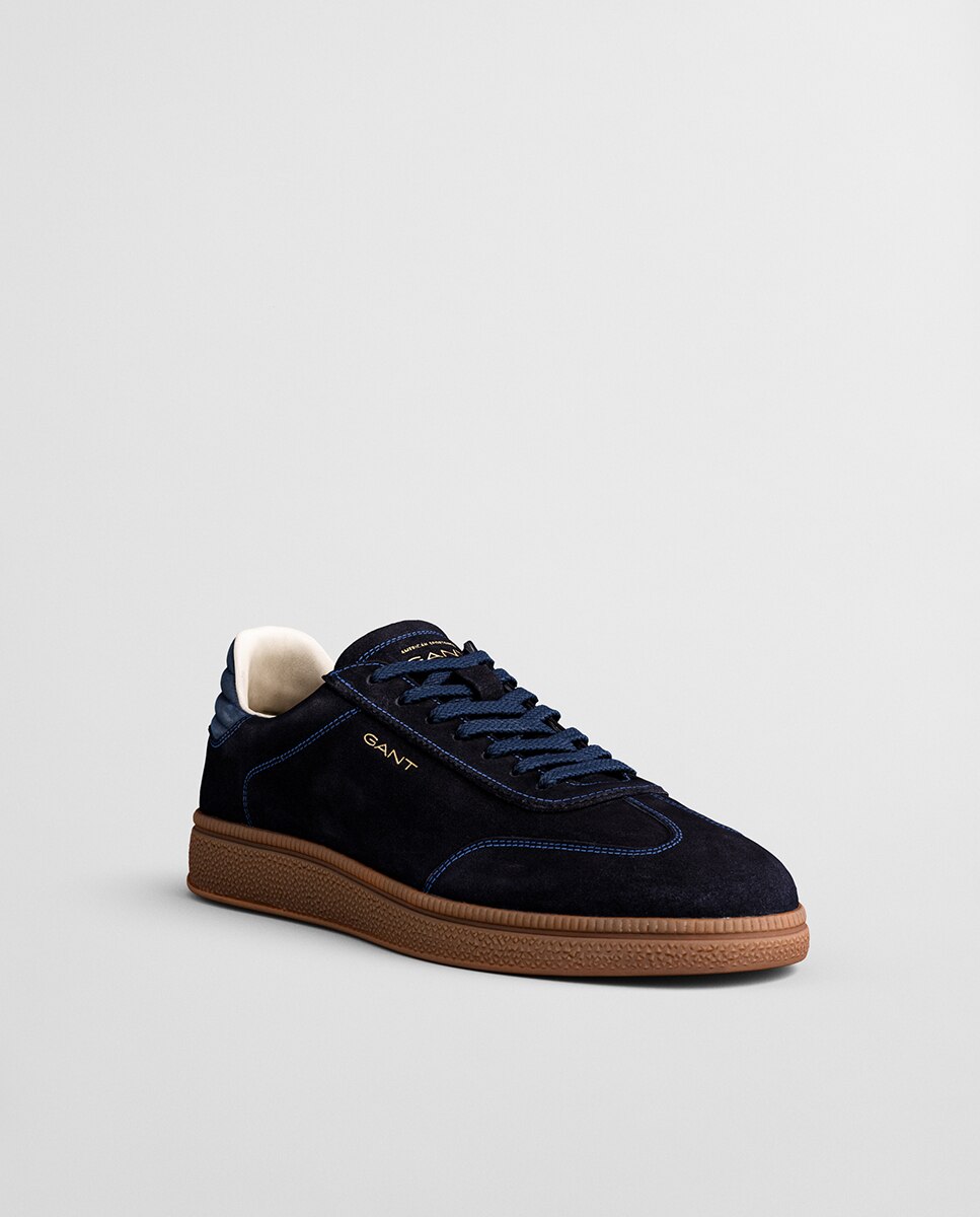 Sapatilhas Desportivas em Pele com Atacadores Azul-marinho-5