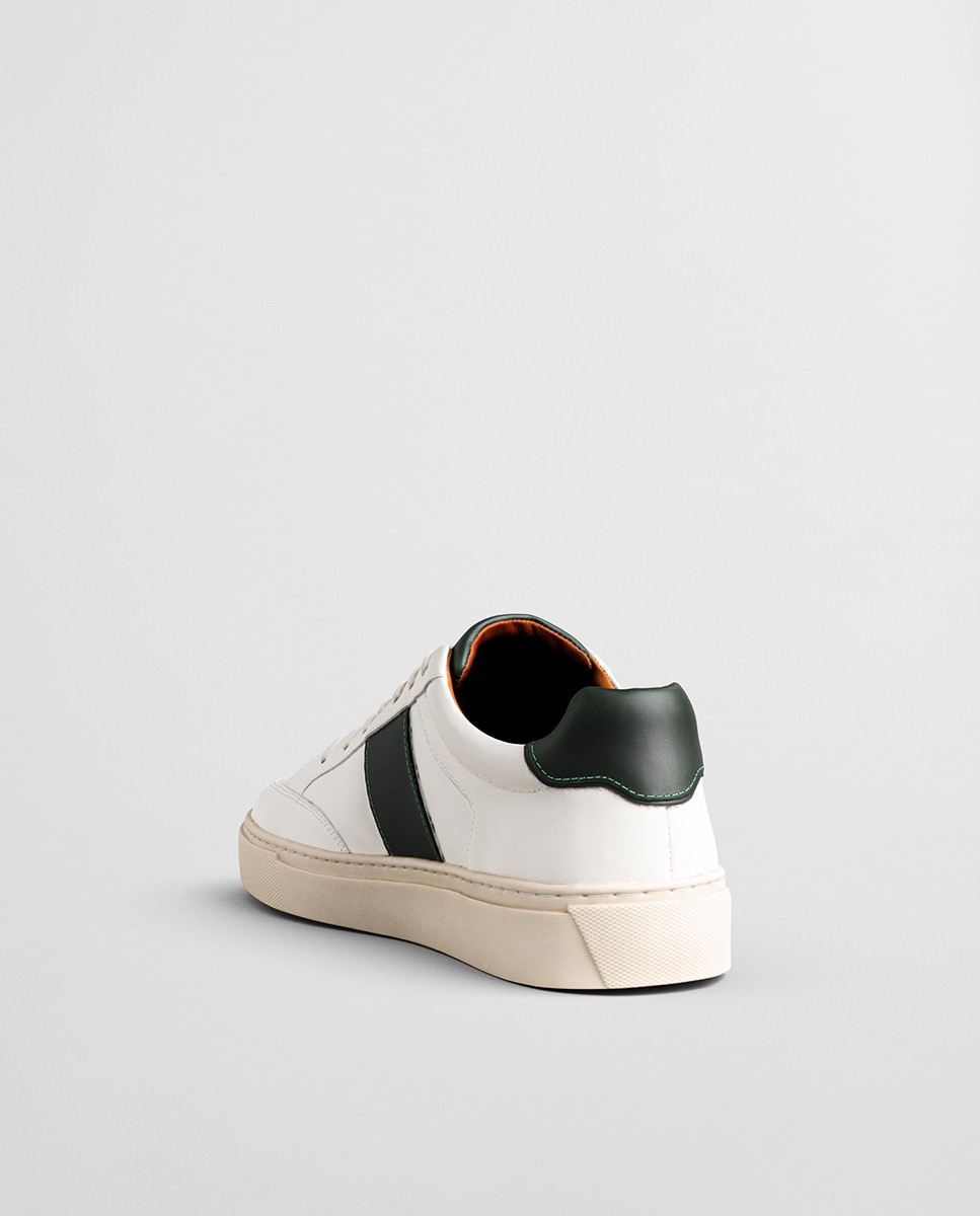 Sapatilhas Desportivas em Pele com Atacadores Branco / Verde-3