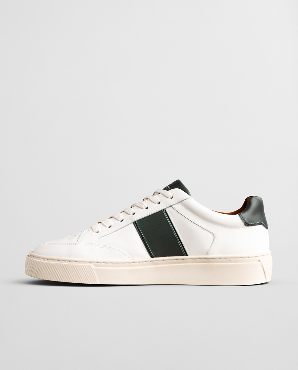 Sapatilhas Desportivas em Pele com Atacadores Branco / Verde-5