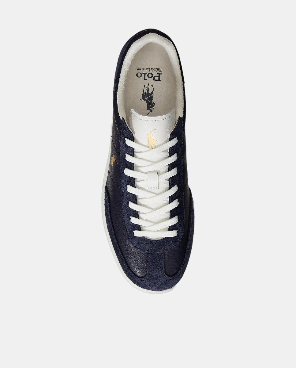 Sapatilhas Baixas Bedford em Pele Azul-marinho-4