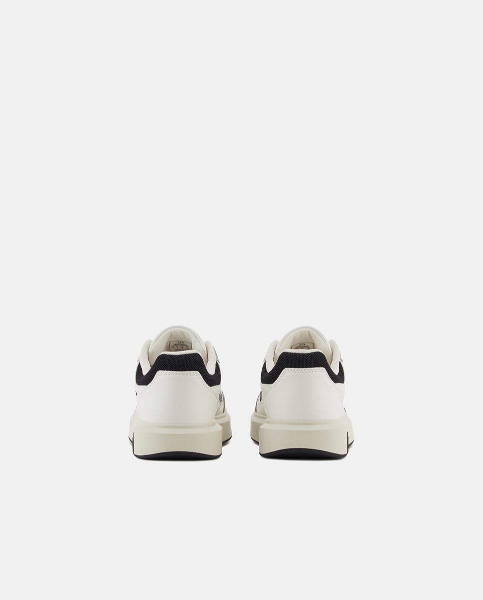 Sapatilhas Estilo Casual com Contraste e Combinações de Tecido Branco-6