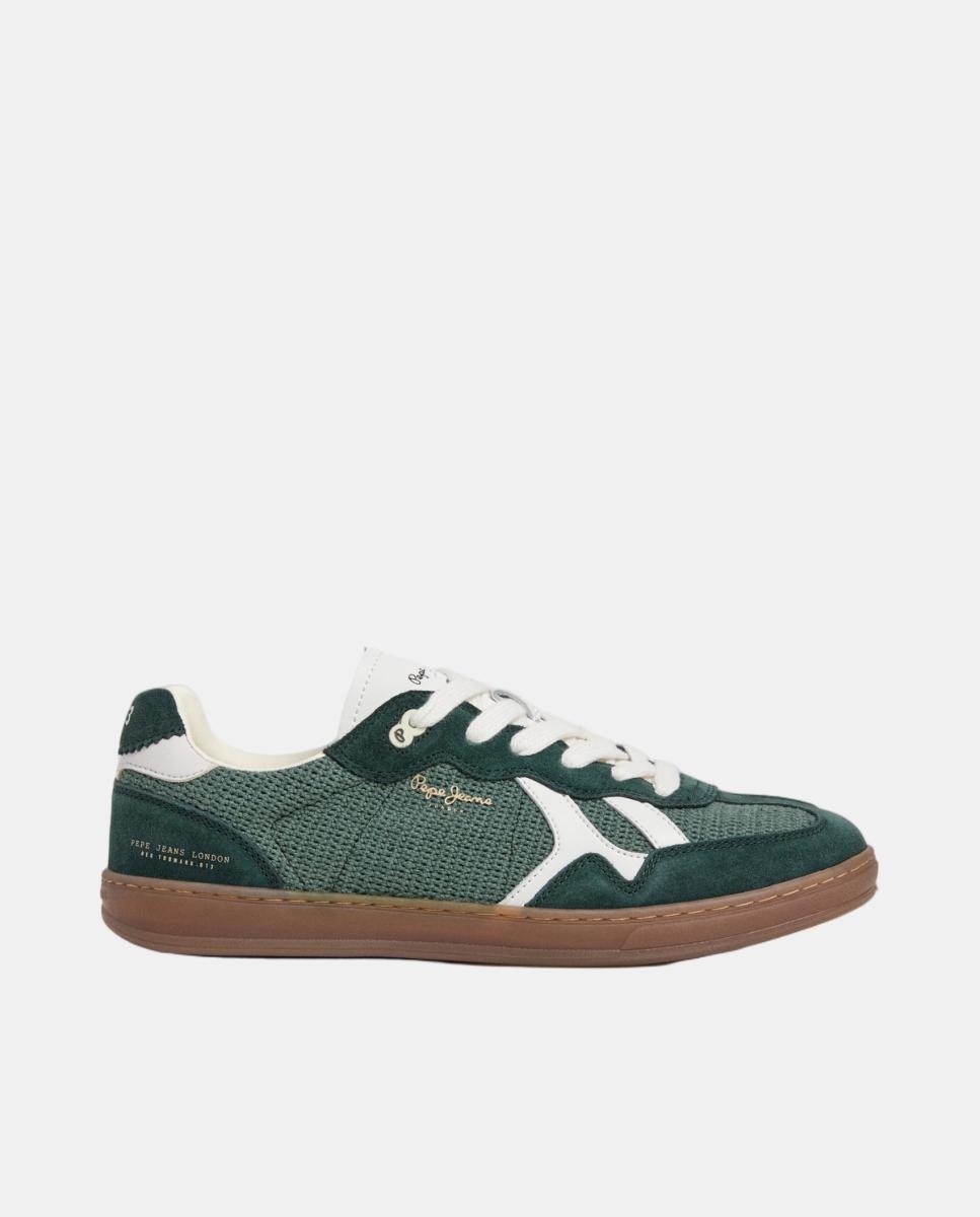Pepe Jeans - Zapatilla estilo retro de piel con isotipo lateral y suela de goma..