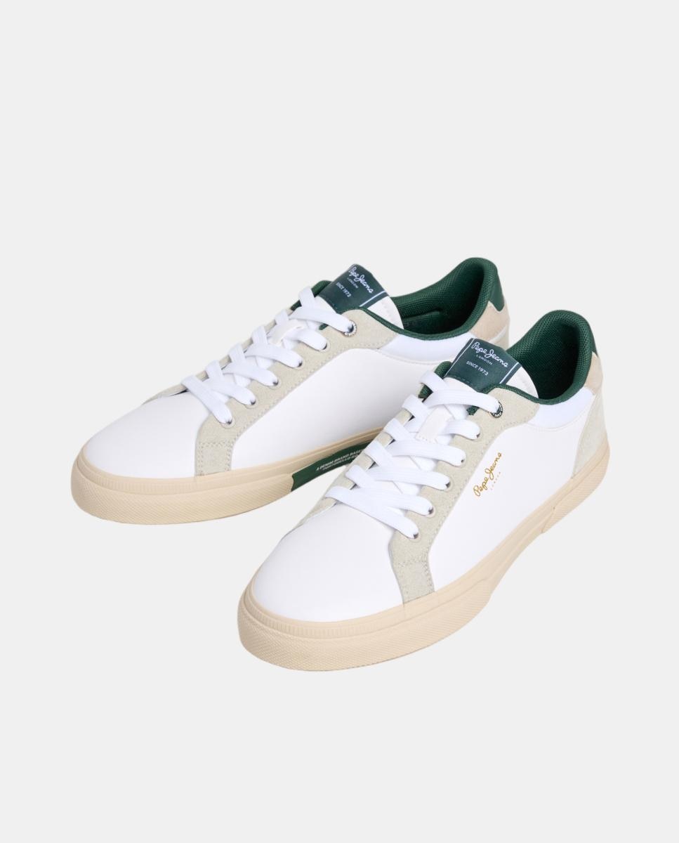 Zapatilla vulcanizada de corte bajo acolchado y detalles en contraste de color. - Pepe Jeans - Blanco roto Blanco roto-3