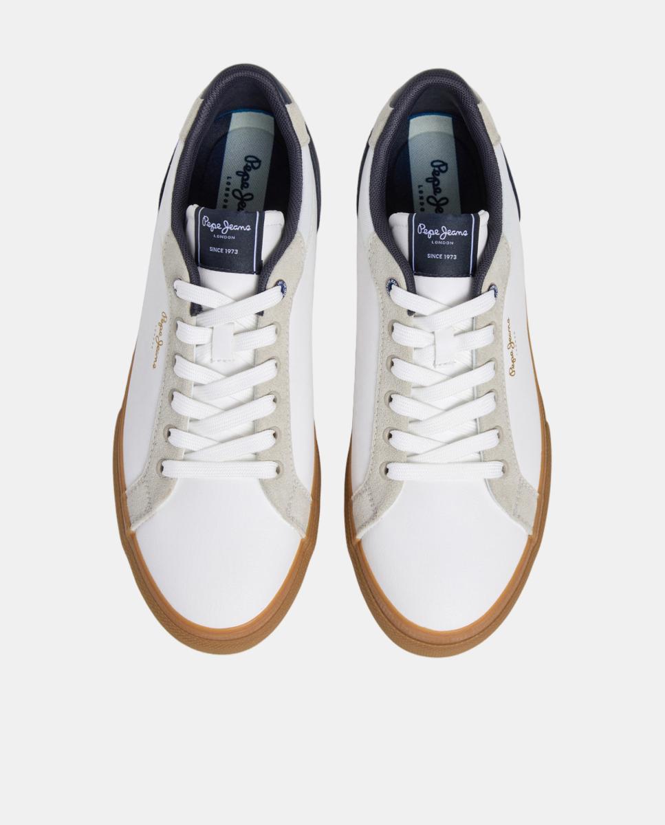 Zapatilla vulcanizada de corte bajo acolchado y detalles en contraste de color. - Pepe Jeans - Blanco hielo Blanco hielo-2