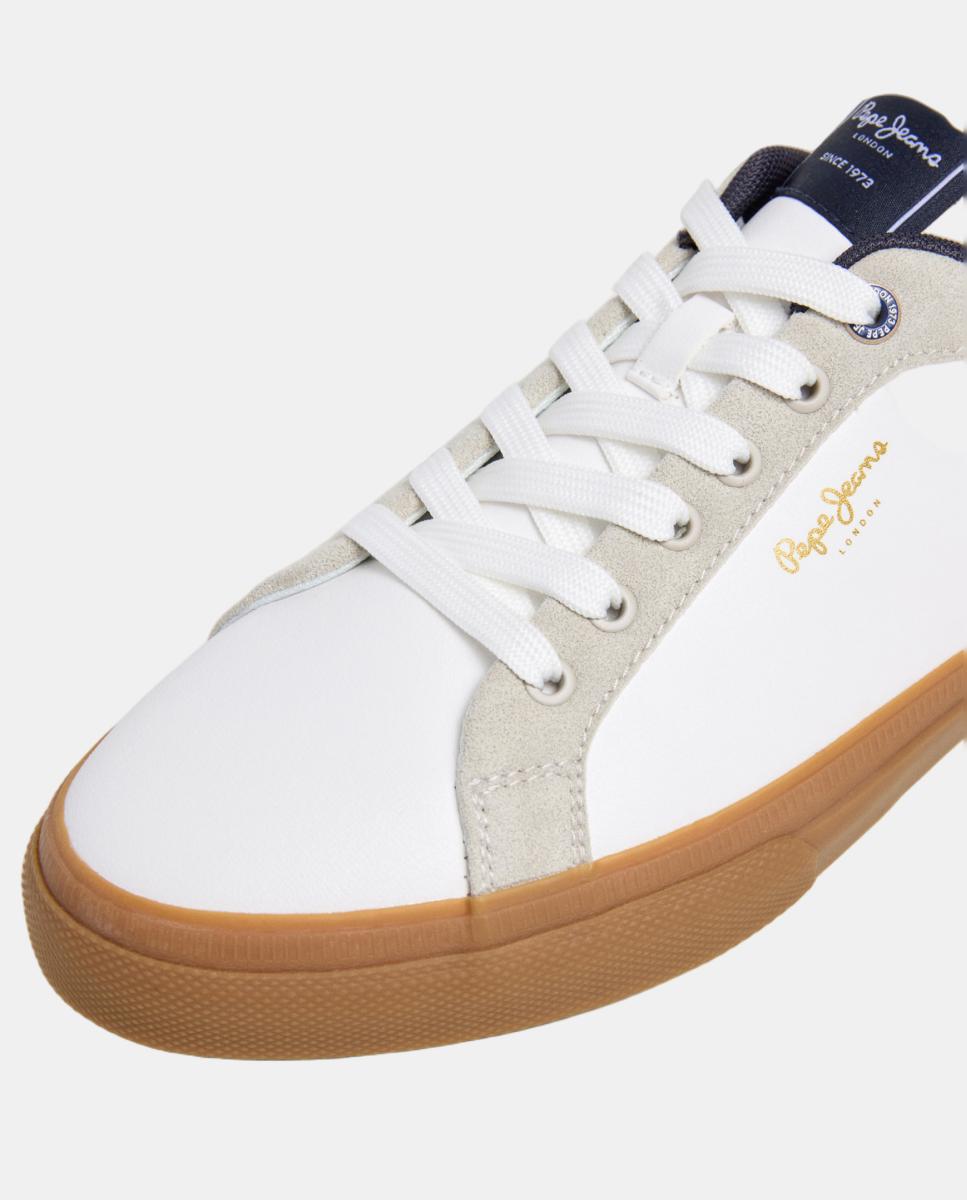 Zapatilla vulcanizada de corte bajo acolchado y detalles en contraste de color. - Pepe Jeans - Blanco hielo Blanco hielo-5