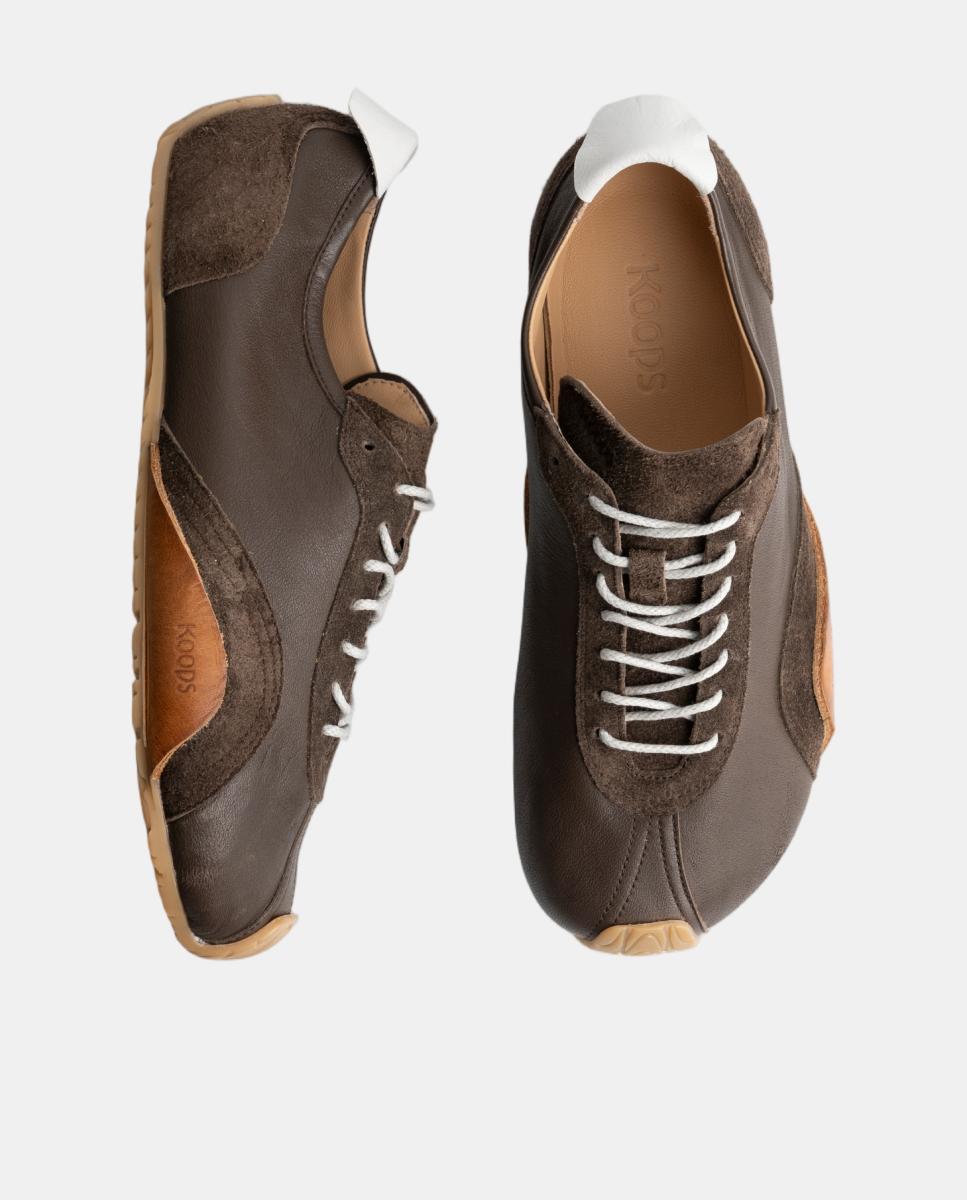 Zapatillas de piel con suela plana barefoot - KOOPS - Marrón oscuro Marrón oscuro-2