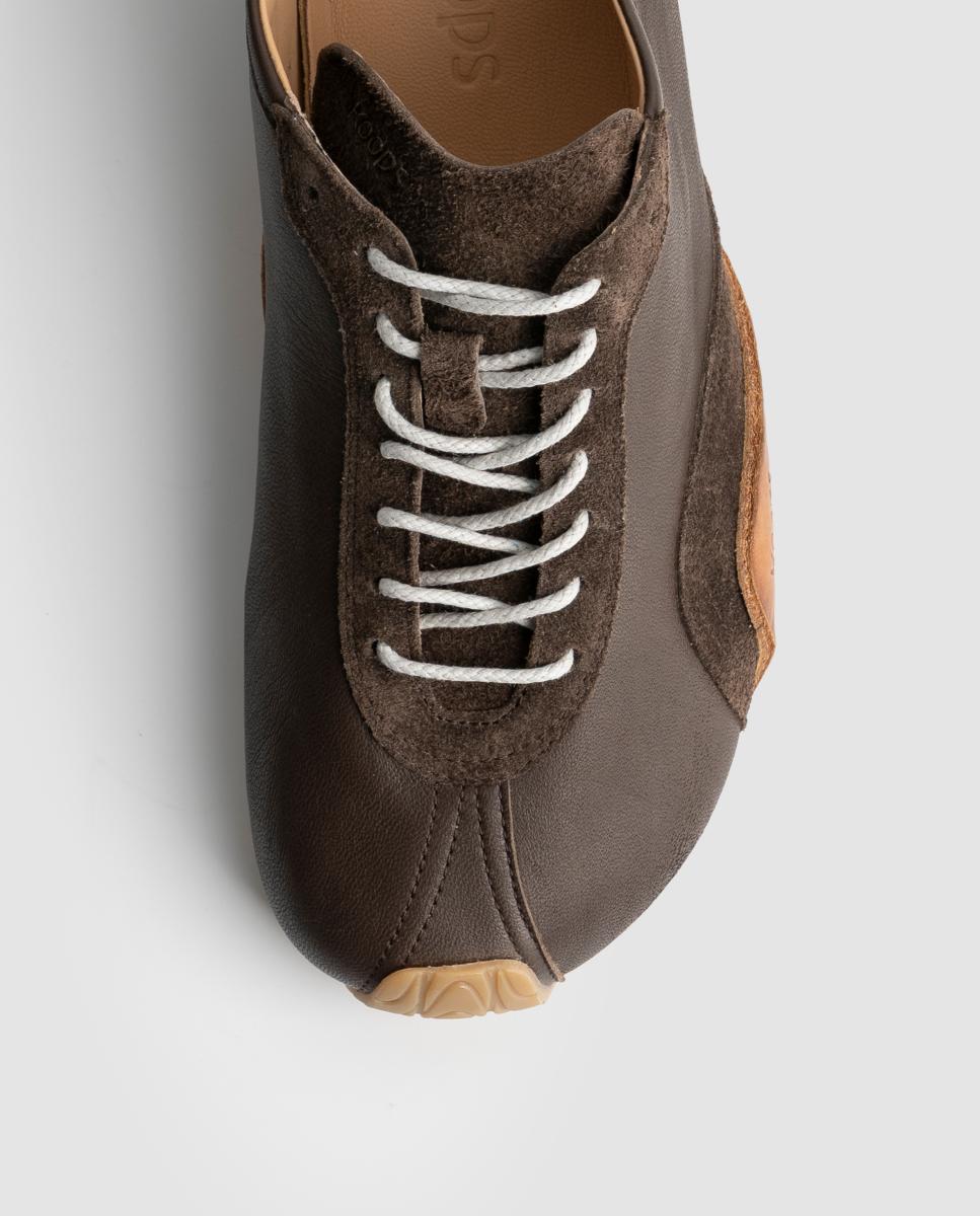 Zapatillas de piel con suela plana barefoot - KOOPS - Marrón oscuro Marrón oscuro-3