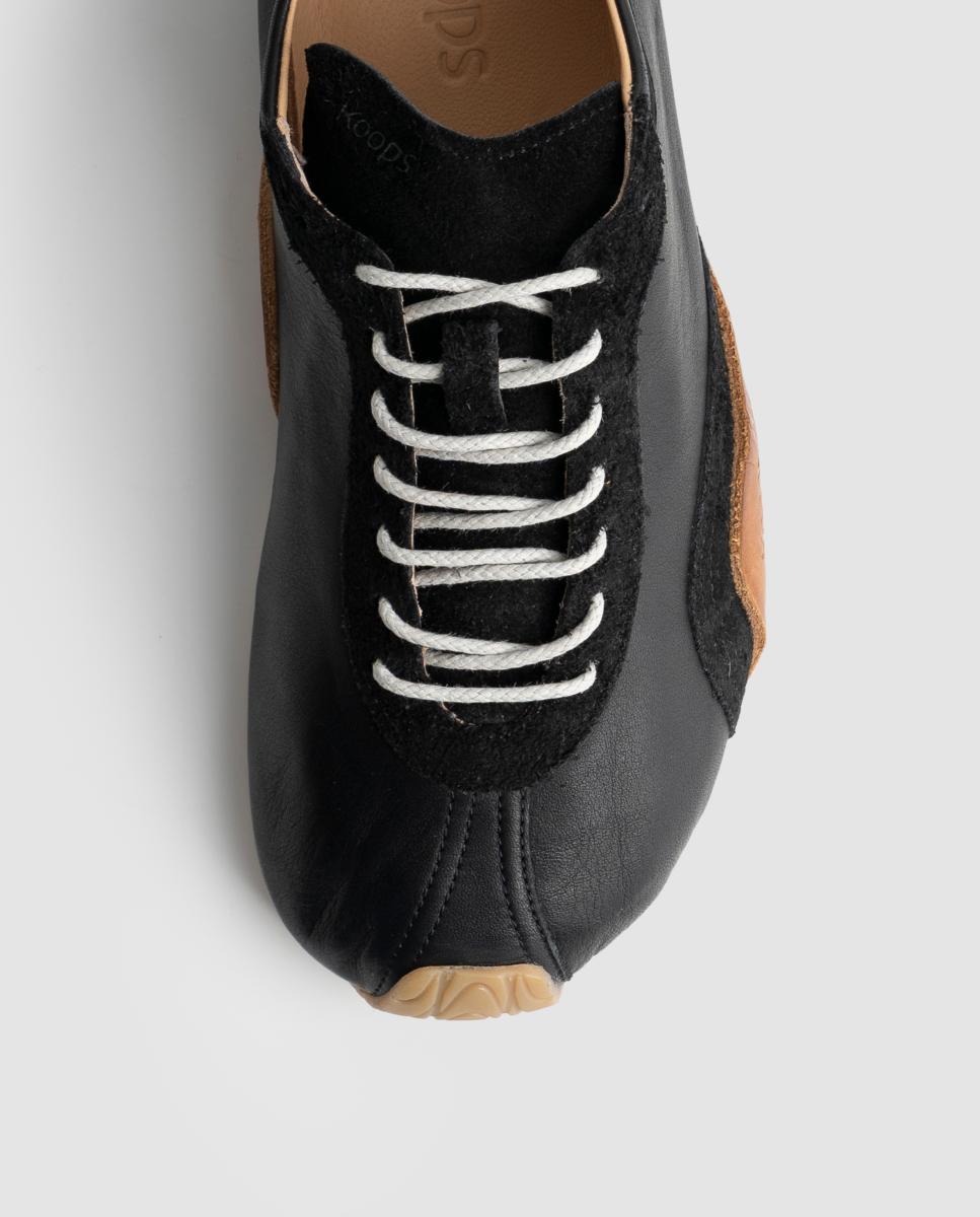 Zapatillas unisex en cuero y suela plana sin drop - KOOPS - Negro Negro-3