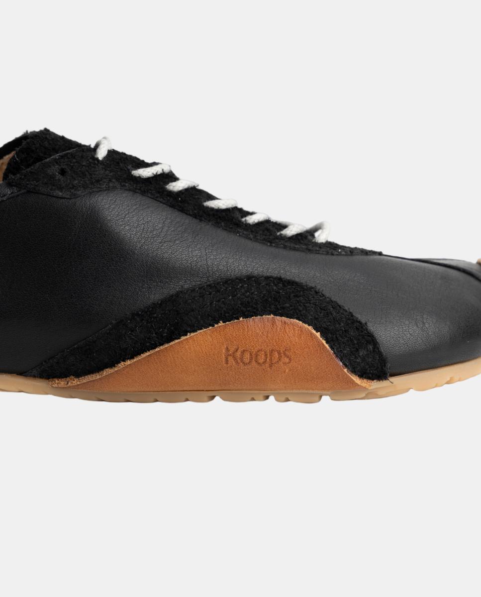 Zapatillas unisex en cuero y suela plana sin drop - KOOPS - Negro Negro-4