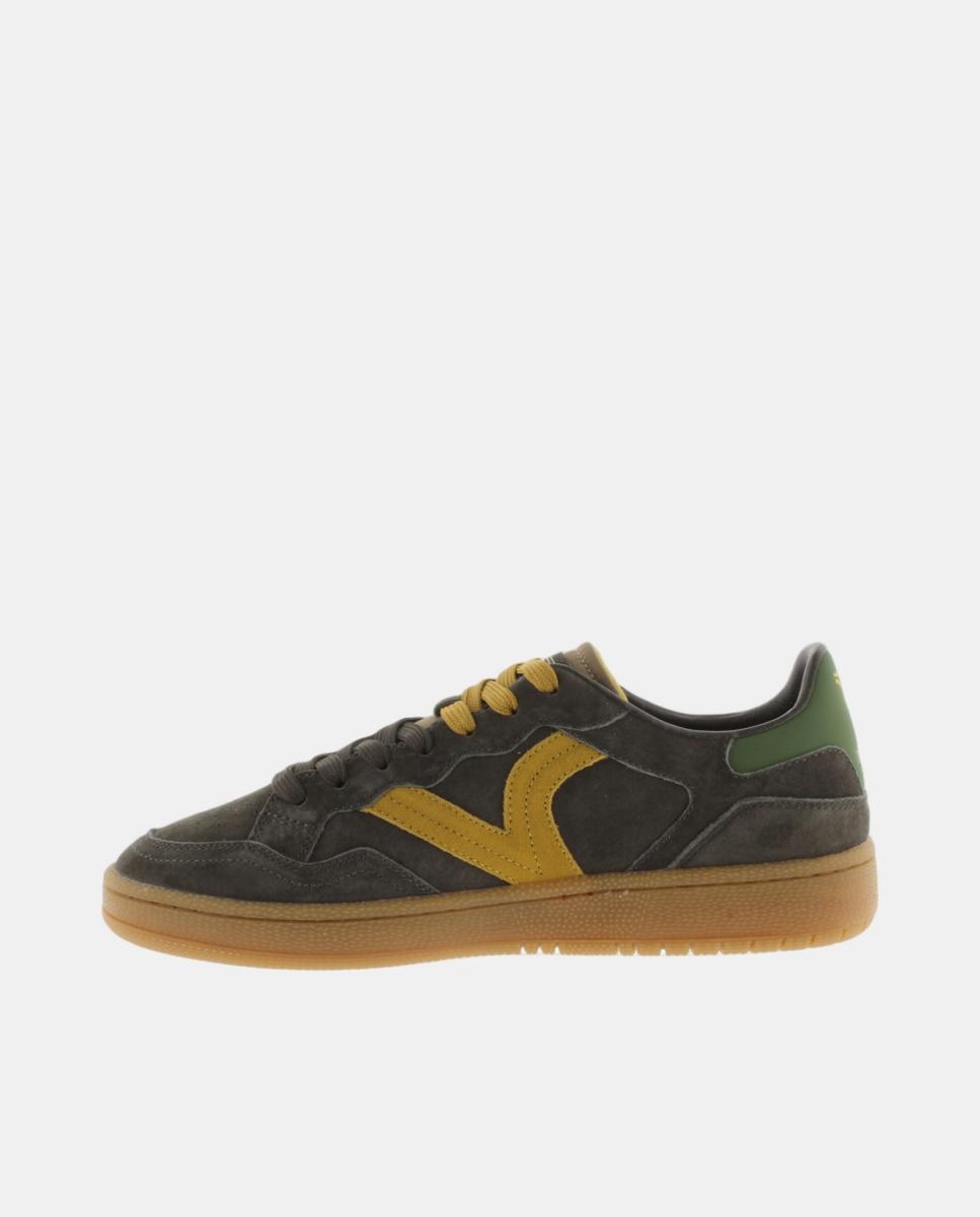 Zapatillas deportivas unisex de serraje con piezas de color y suela caramelo - Victoria - Marrones Marrones-3