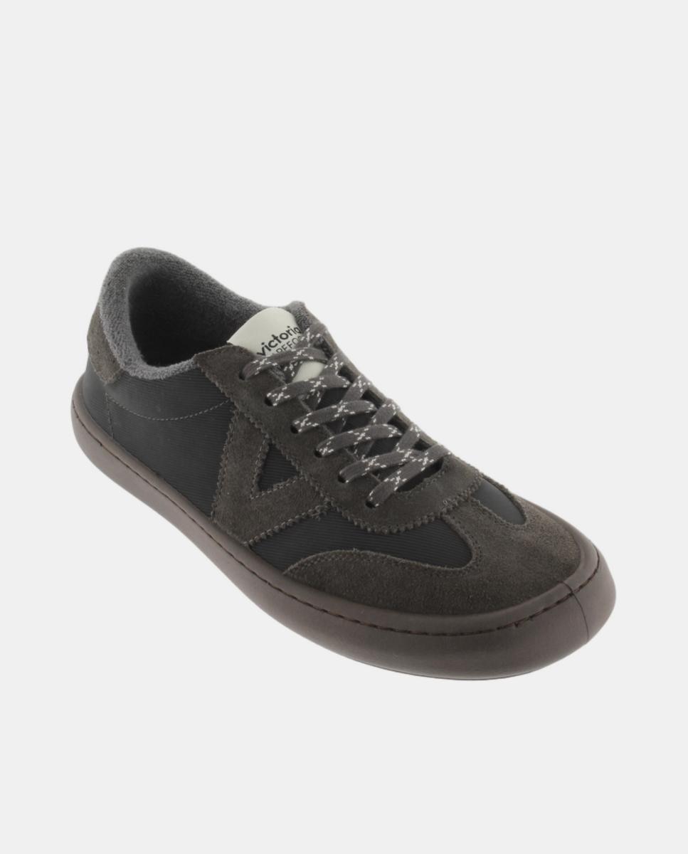 Zapatillas deportivas unisex barefoot de nylon con piezas de serraje al tono - Victoria - Gris humo Gris humo-2