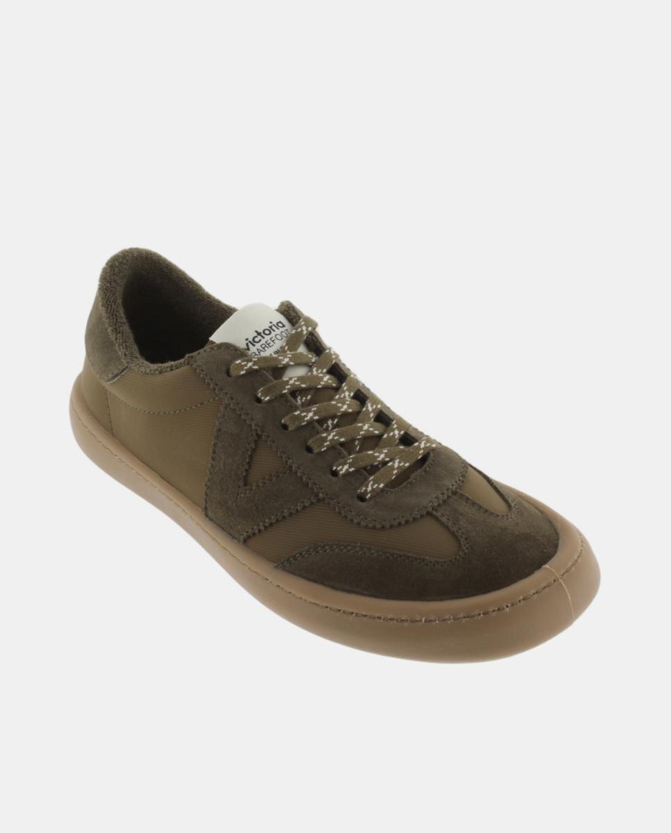 Zapatillas deportivas unisex barefoot de nylon con piezas de serraje al tono - Victoria - Antracita Verde militar-2