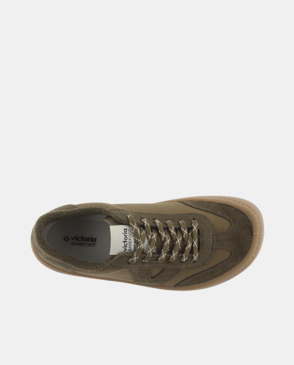 Zapatillas deportivas unisex barefoot de nylon con piezas de serraje al tono - Victoria - Antracita Verde militar-4