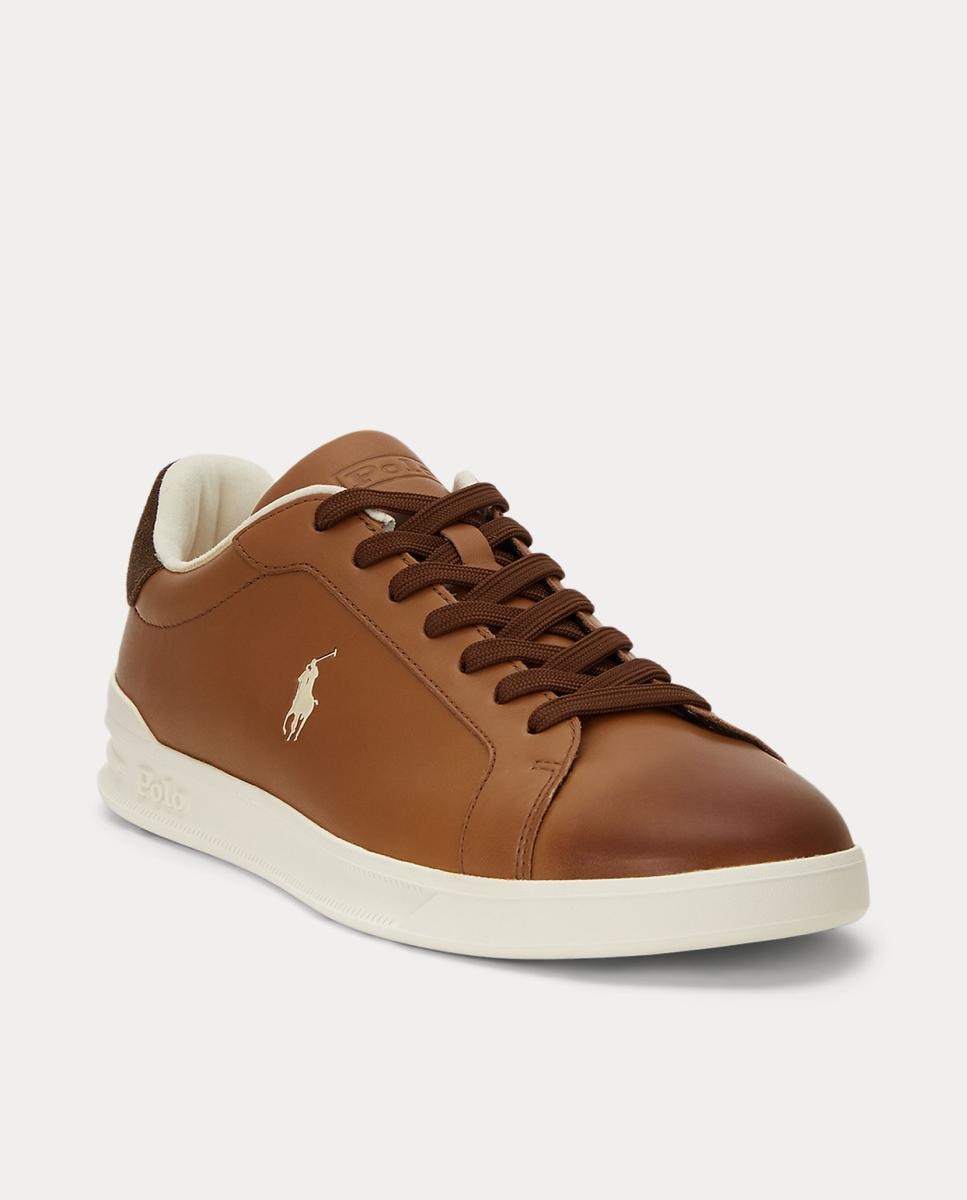 Zapatillas HRT II de hombre tipo casco bajas piel. - Polo Ralph Lauren - Marrón Marrón-2