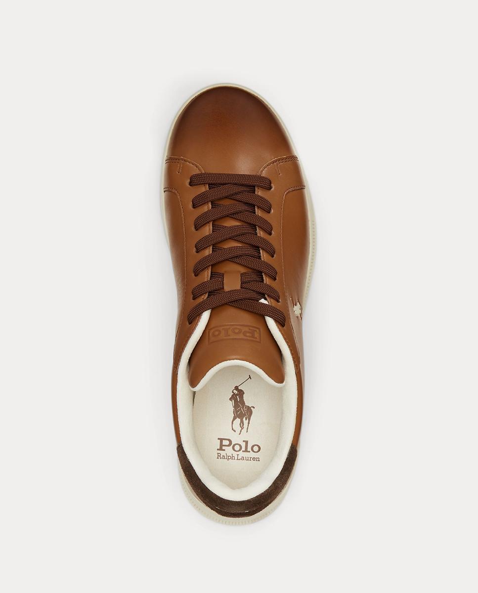 Zapatillas HRT II de hombre tipo casco bajas piel. - Polo Ralph Lauren - Marrón Marrón-3