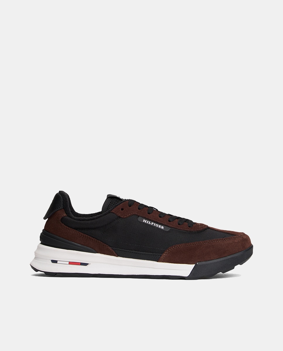 Sapatilhas Runner Mix com Logótipo Castanho-1