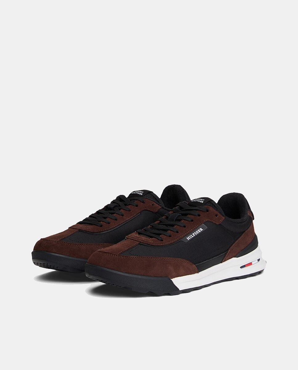 Sapatilhas Runner Mix com Logótipo Castanho-2