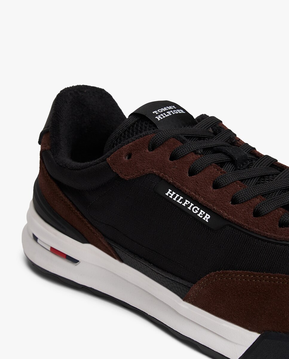 Sapatilhas Runner Mix com Logótipo Castanho-6