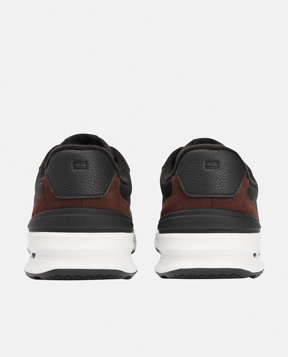 Sapatilhas Runner Mix com Logótipo Castanho-9