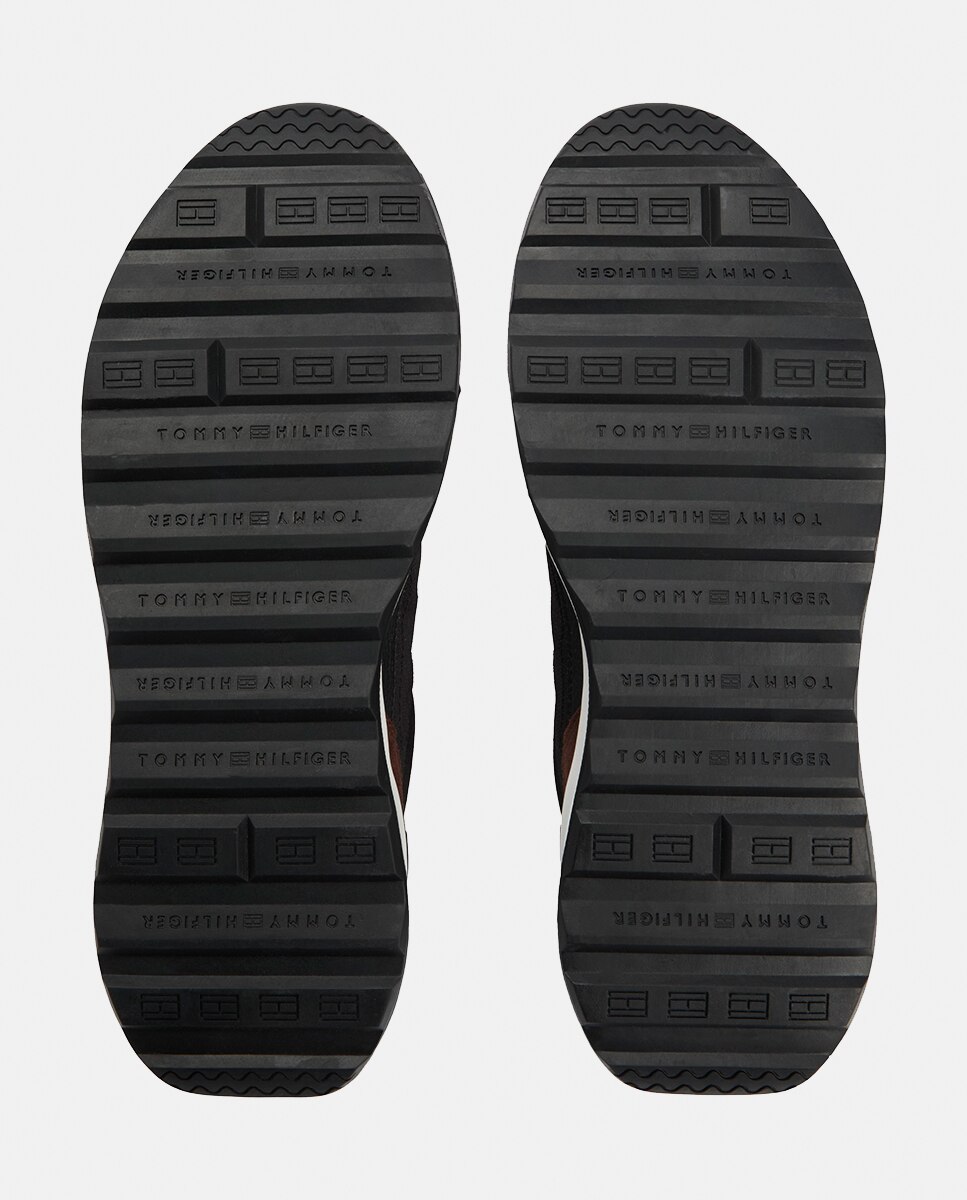 Sapatilhas Runner Mix com Logótipo Castanho-12