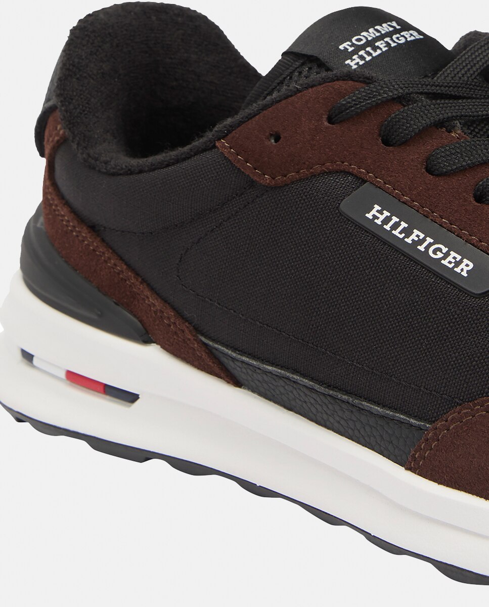 Sapatilhas Runner Mix com Logótipo Castanho-13