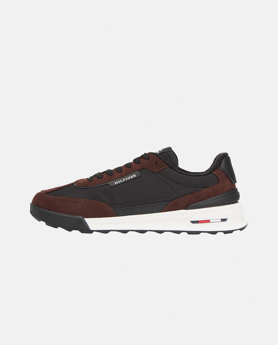 Sapatilhas Runner Mix com Logótipo Castanho-14