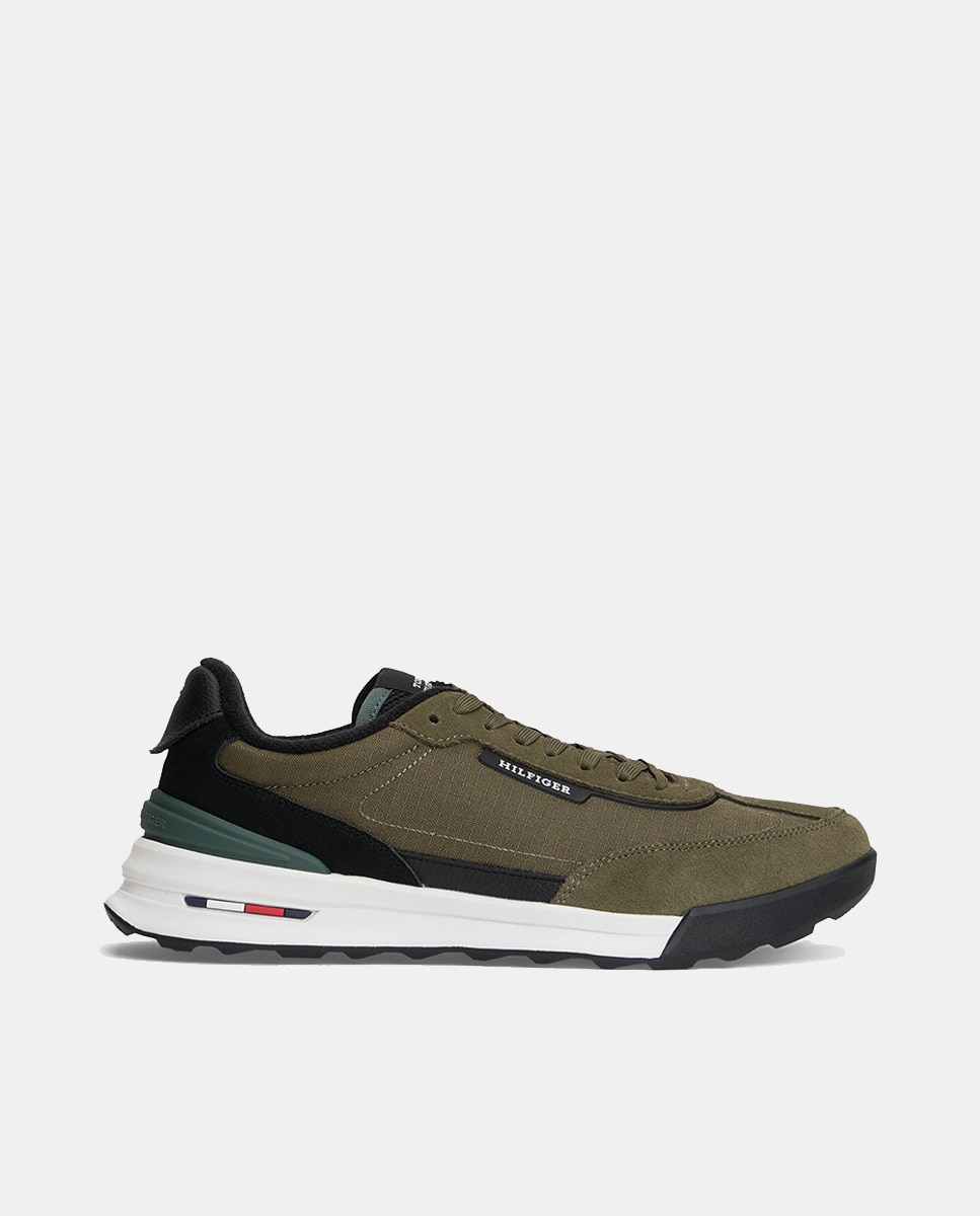 Sapatilhas Runner Mix com Logótipo Verde-escuro-1