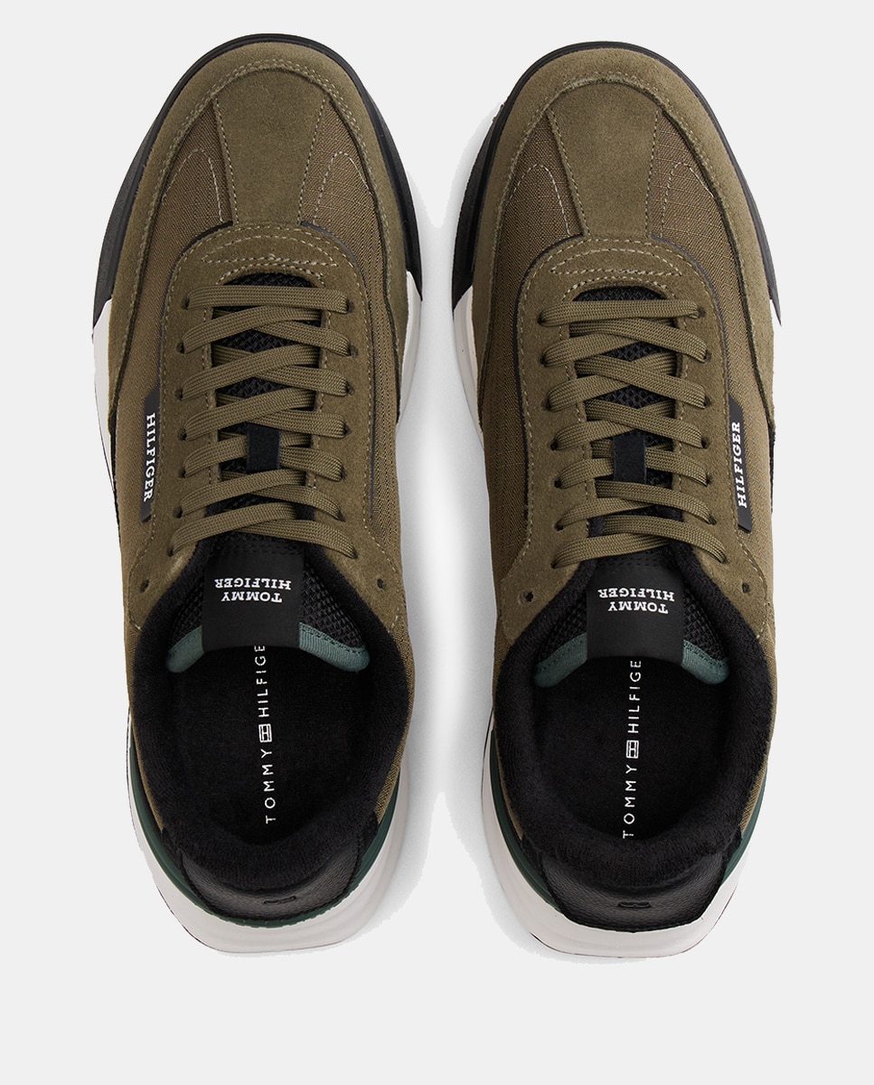 Sapatilhas Runner Mix com Logótipo Verde-escuro-3