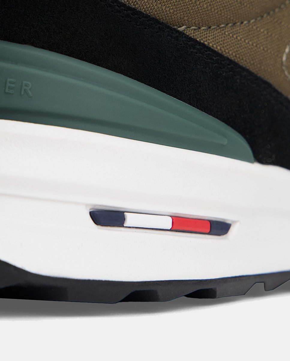 Sapatilhas Runner Mix com Logótipo Verde-escuro-5