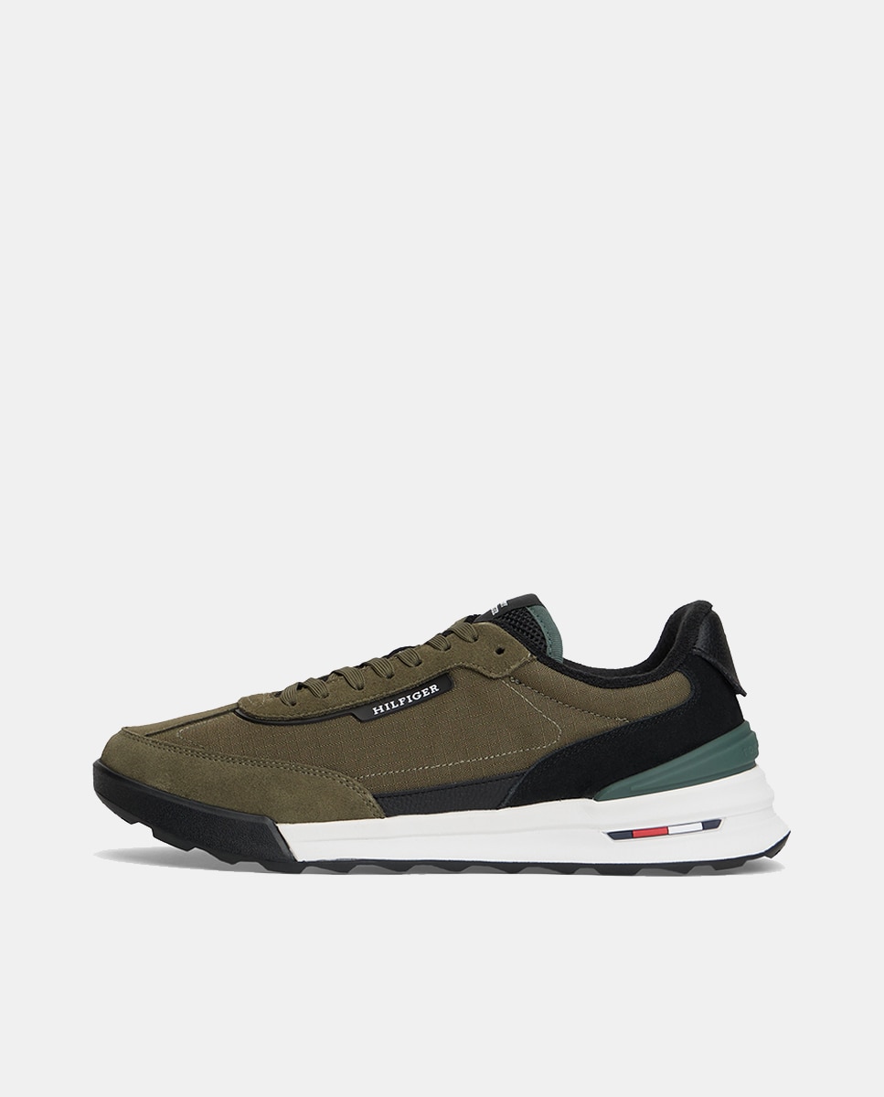 Sapatilhas Runner Mix com Logótipo Verde-escuro-7