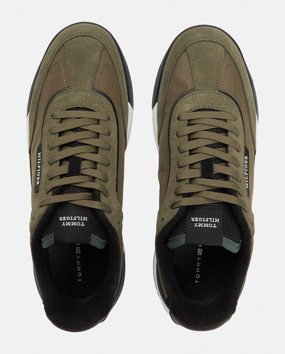 Sapatilhas Runner Mix com Logótipo Verde-escuro-11