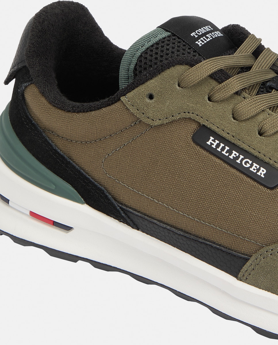 Sapatilhas Runner Mix com Logótipo Verde-escuro-13