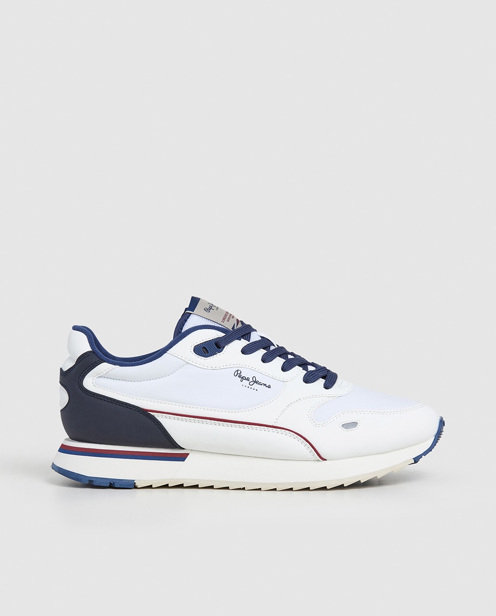 Sapatilhas Bexley South em Combinação de Cores com Detalhes em Vermelho - Azul-Marinho/Branco Branco-1