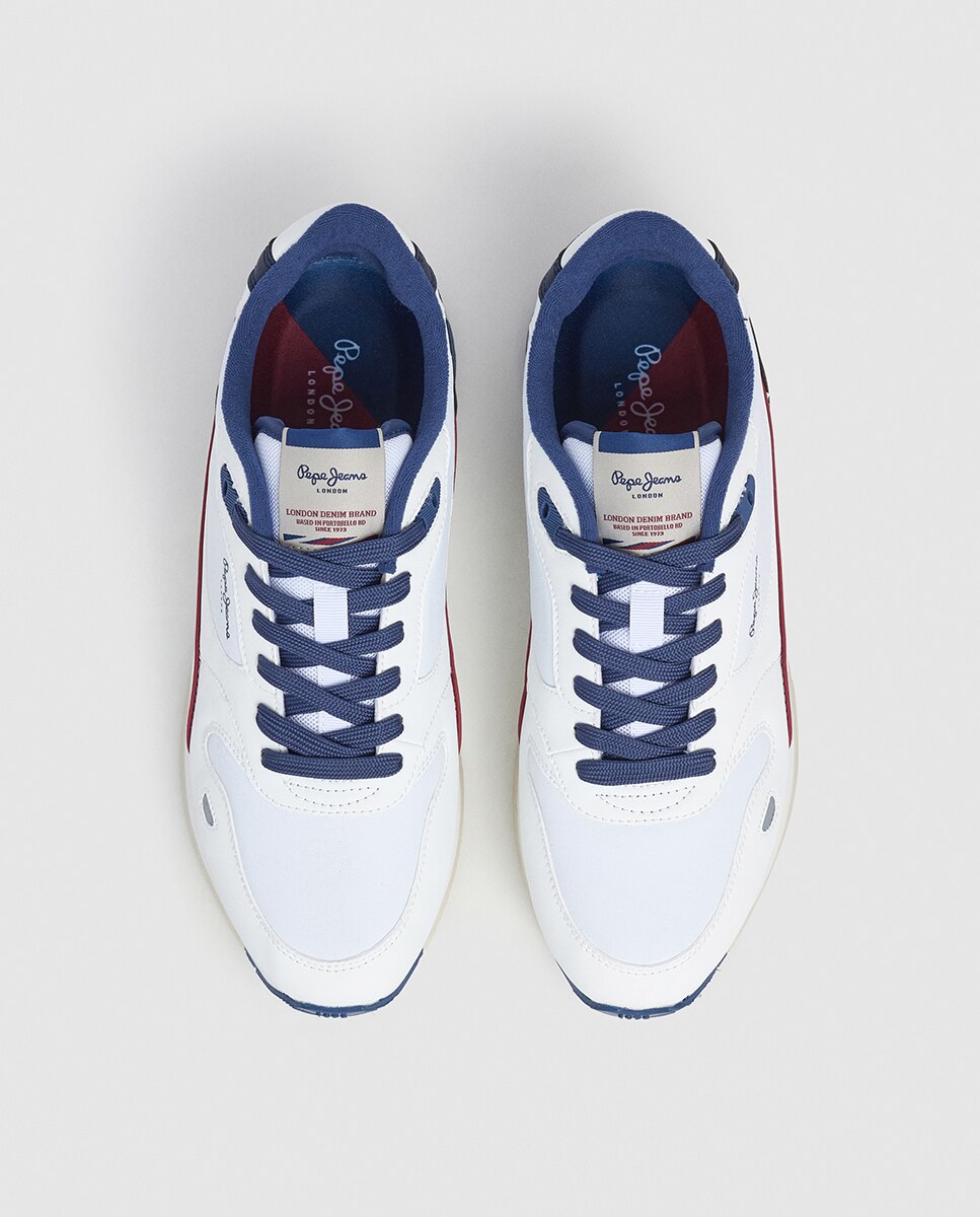 Sapatilhas Bexley South em Combinação de Cores com Detalhes em Vermelho - Azul-Marinho/Branco Branco-2