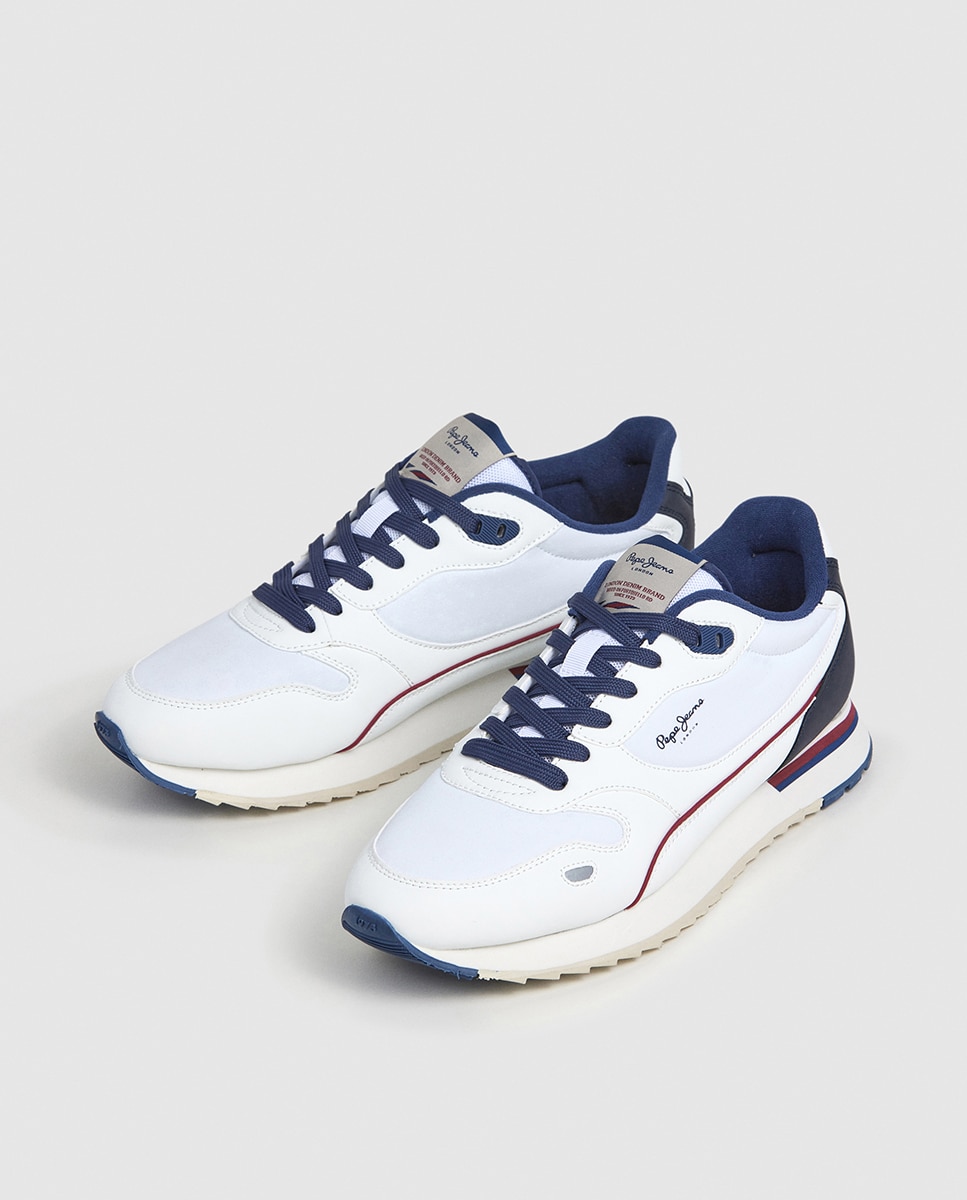 Sapatilhas Bexley South em Combinação de Cores com Detalhes em Vermelho - Azul-Marinho/Branco Branco-3
