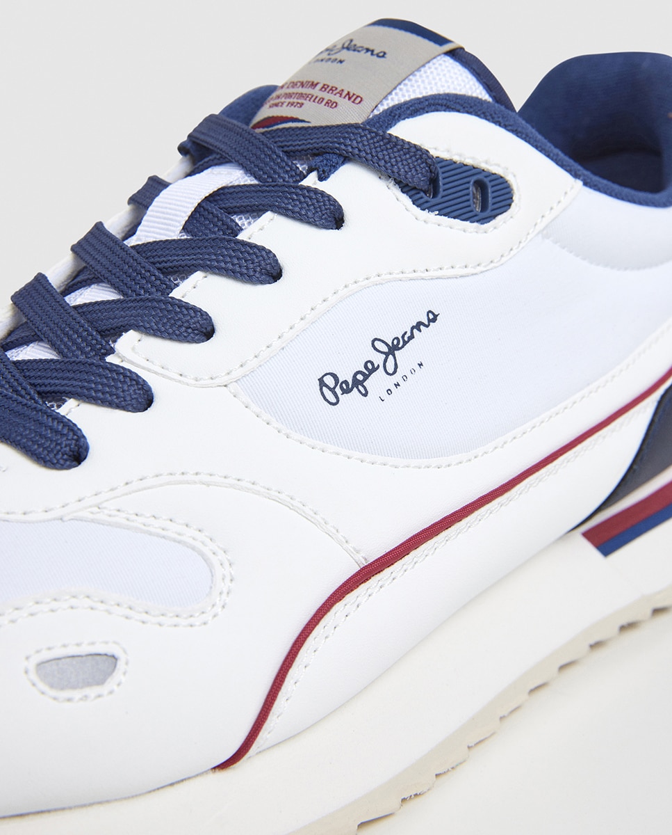 Sapatilhas Bexley South em Combinação de Cores com Detalhes em Vermelho - Azul-Marinho/Branco Branco-5