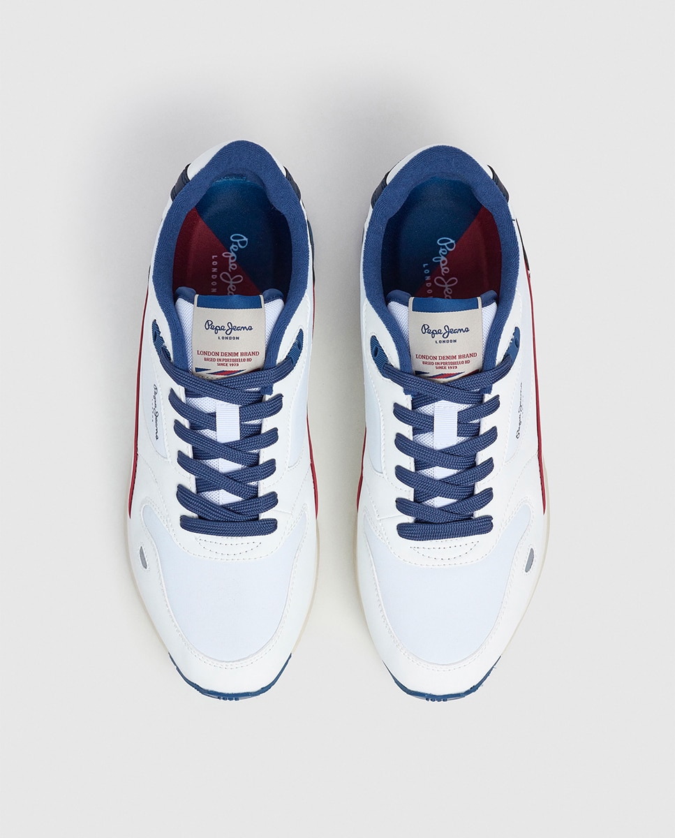 Sapatilhas Bexley South em Combinação de Cores com Detalhes em Vermelho - Azul-Marinho/Branco Branco-8