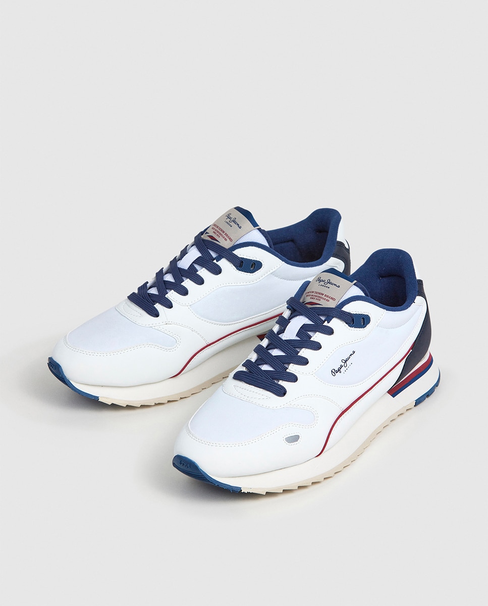 Sapatilhas Bexley South em Combinação de Cores com Detalhes em Vermelho - Azul-Marinho/Branco Branco-9