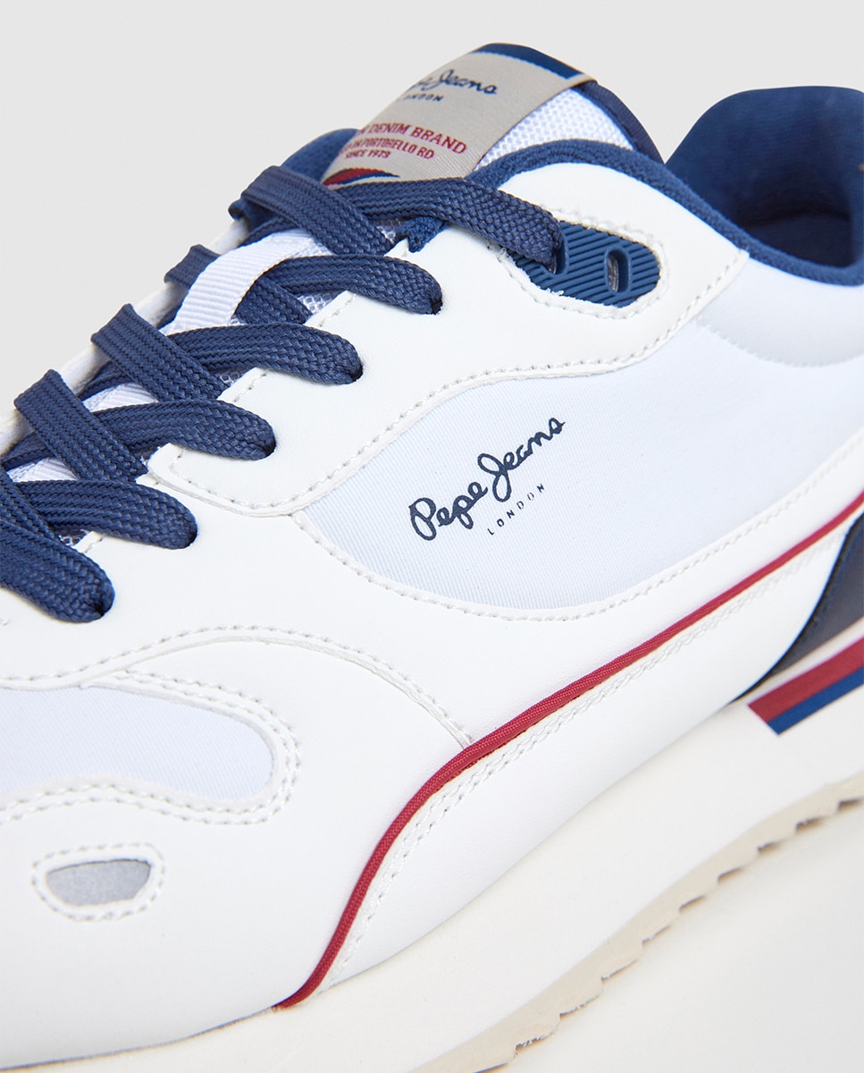 Sapatilhas Bexley South em Combinação de Cores com Detalhes em Vermelho - Azul-Marinho/Branco Branco-11