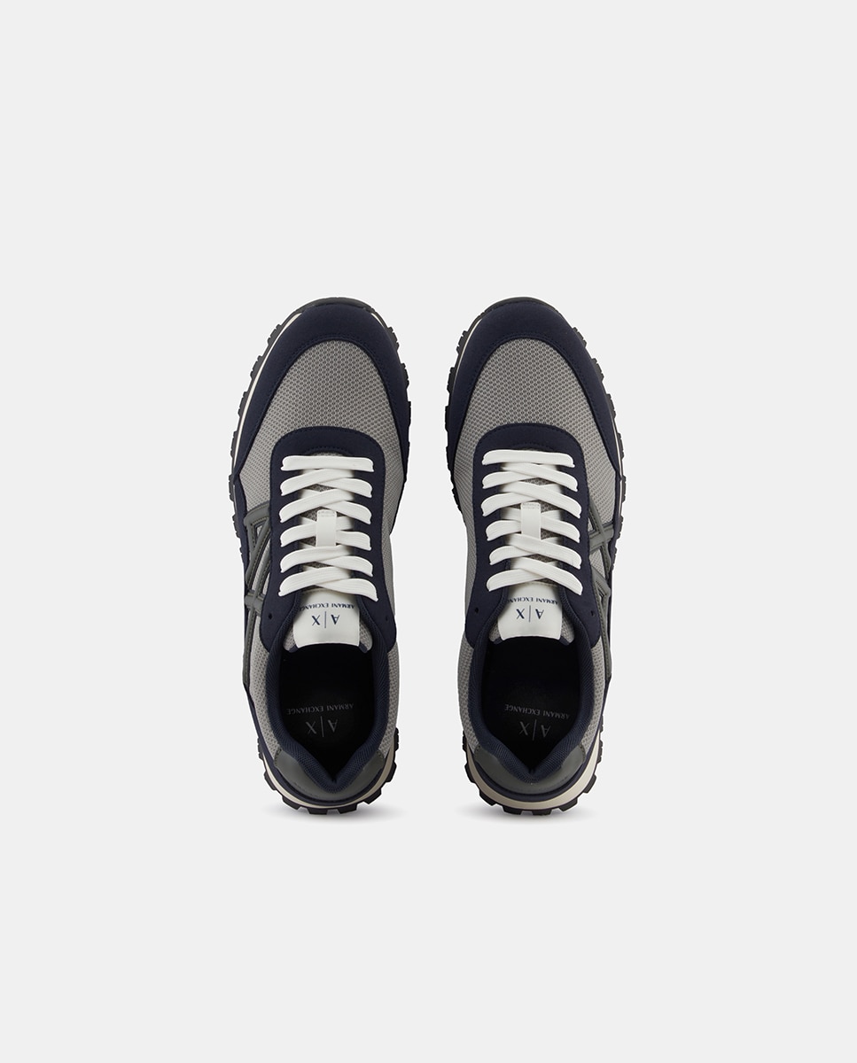 Sapatilhas Retro-Running com Combinação de Materiais e Logótipo Lateral Preto Ónix-2