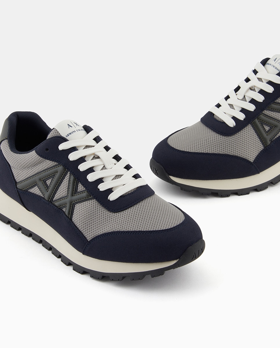 Sapatilhas Retro-Running com Combinação de Materiais e Logótipo Lateral Preto Ónix-3